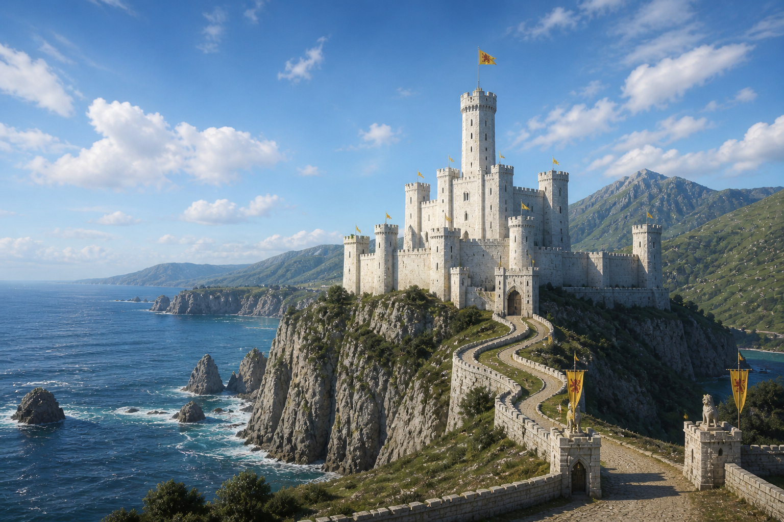AI artistic rendering of Cair Paravel, the castle from C.S. Lewis's Chronicles of Narnia